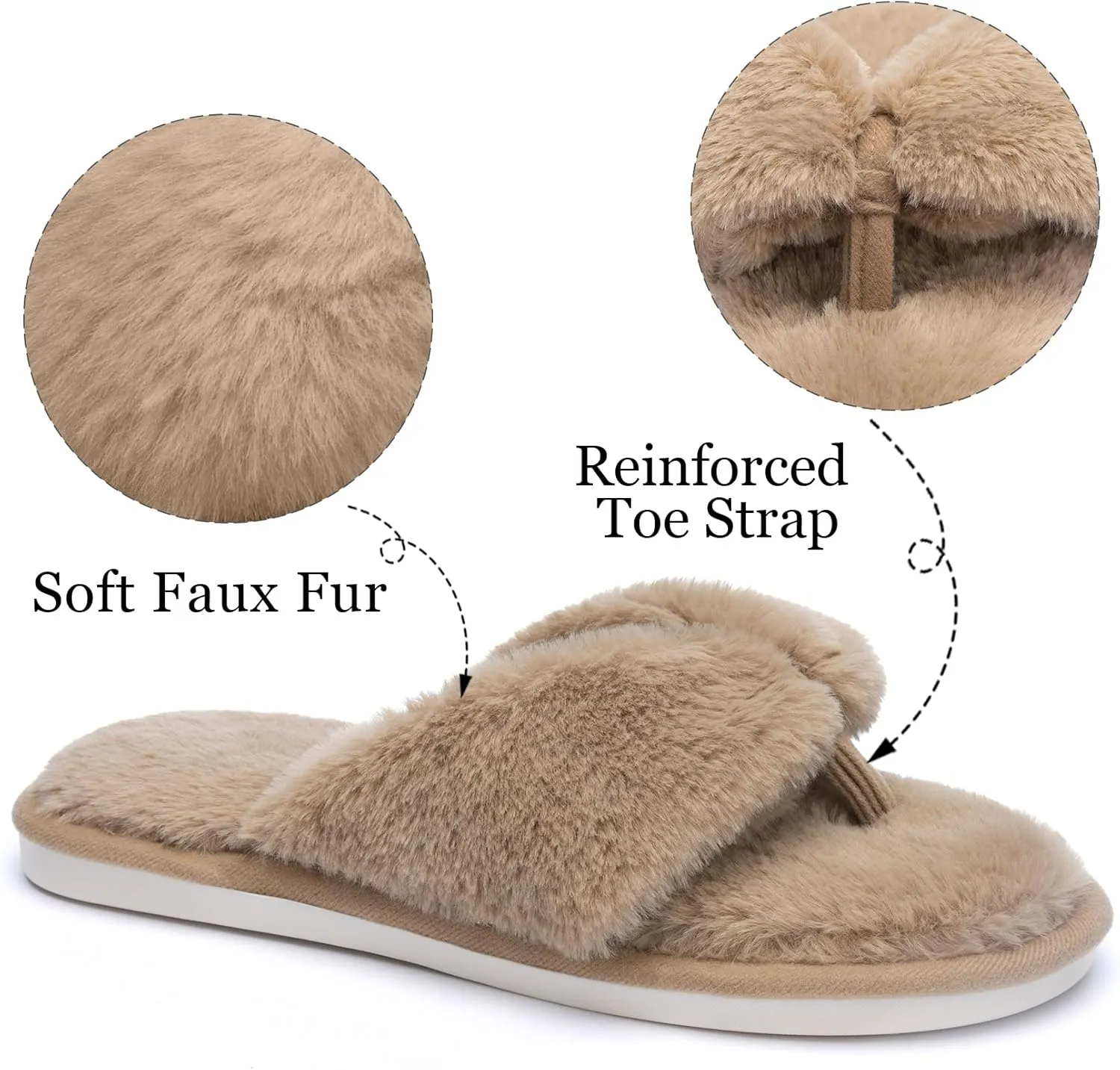 MAXTOP Fluffy House Slippers for Women Open Toe Cute Memory Foam Flip Flop Slippers Indoor Outdoor Soft Slides Shoes