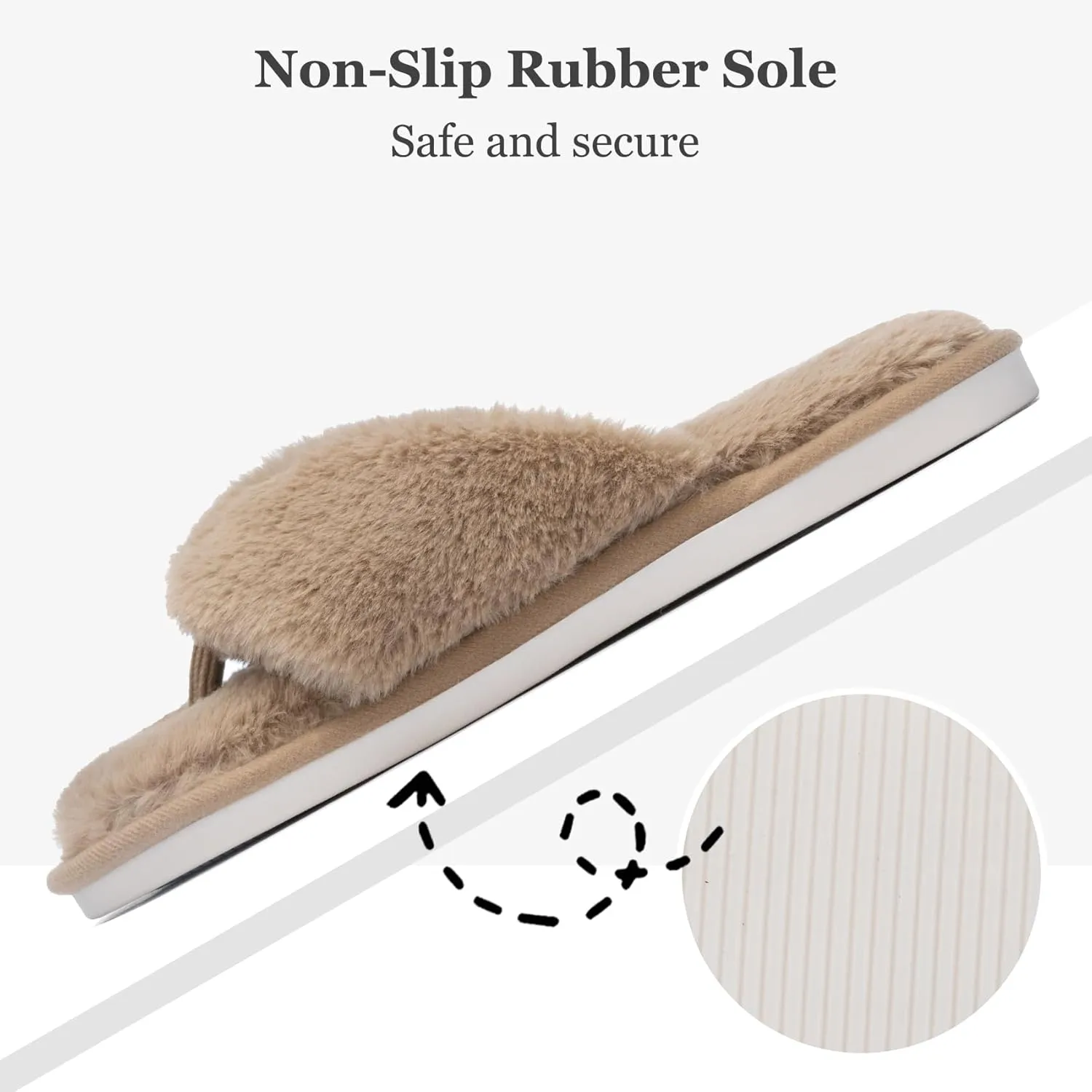 MAXTOP Fluffy House Slippers for Women Open Toe Cute Memory Foam Flip Flop Slippers Indoor Outdoor Soft Slides Shoes