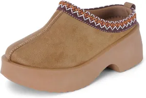 mazeskin Womens Platform Chunky Memory Foam Slippers Heeled Wedge House Shoes Indoor Outdoor All Year Round