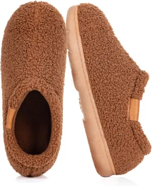 Memory Foam Slippers for Women - Indoor Cozy House Slip-on with Warm Curly Full