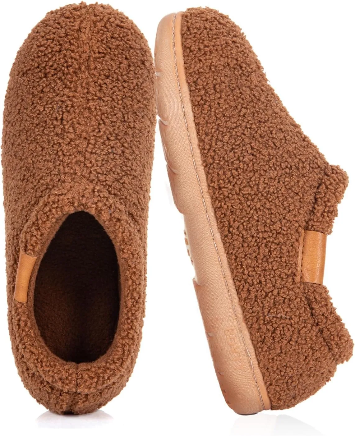 Memory Foam Slippers for Women - Indoor Cozy House Slip-on with Warm Curly Full