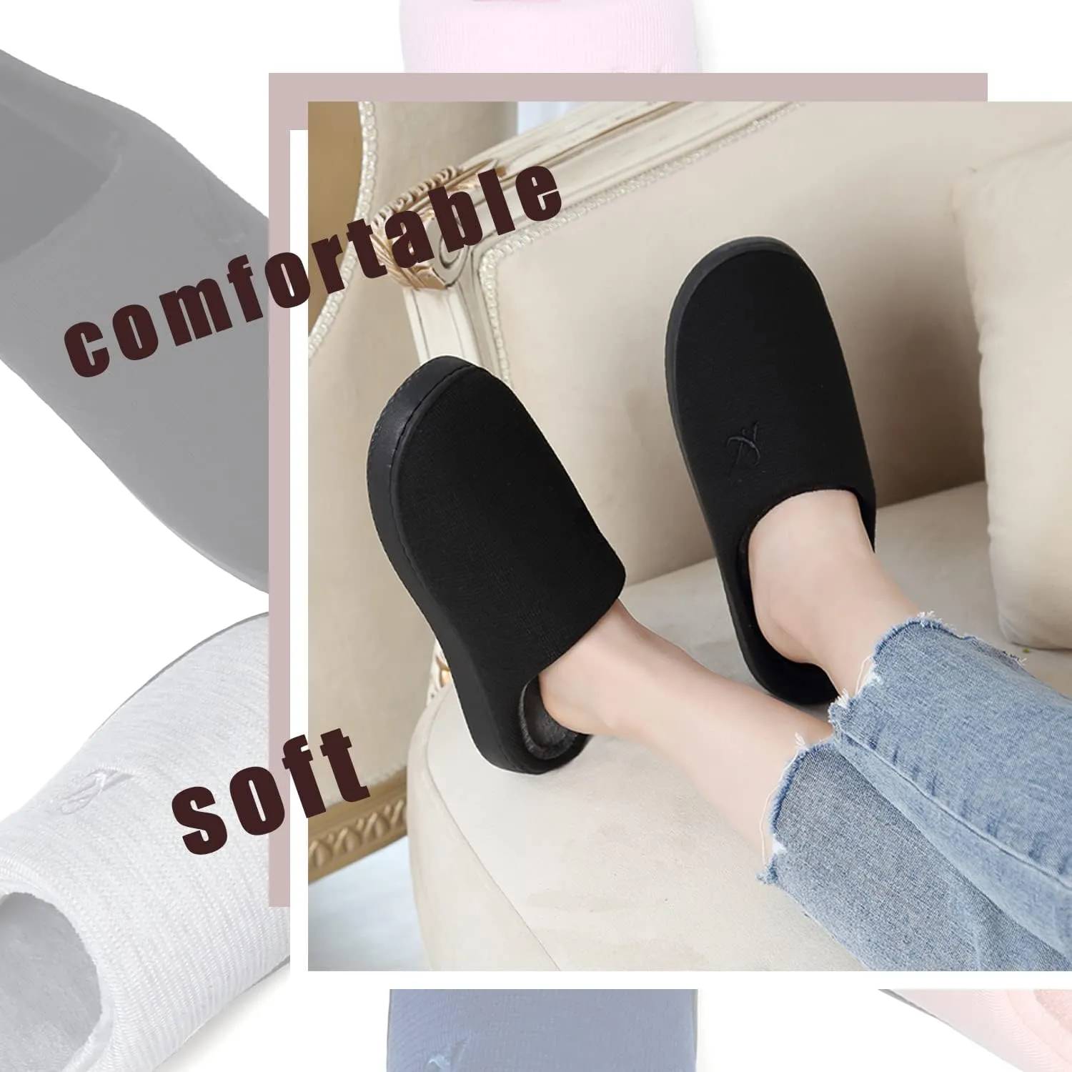 Memory Foam Slippers for Women's and Men's Casual House Shoes