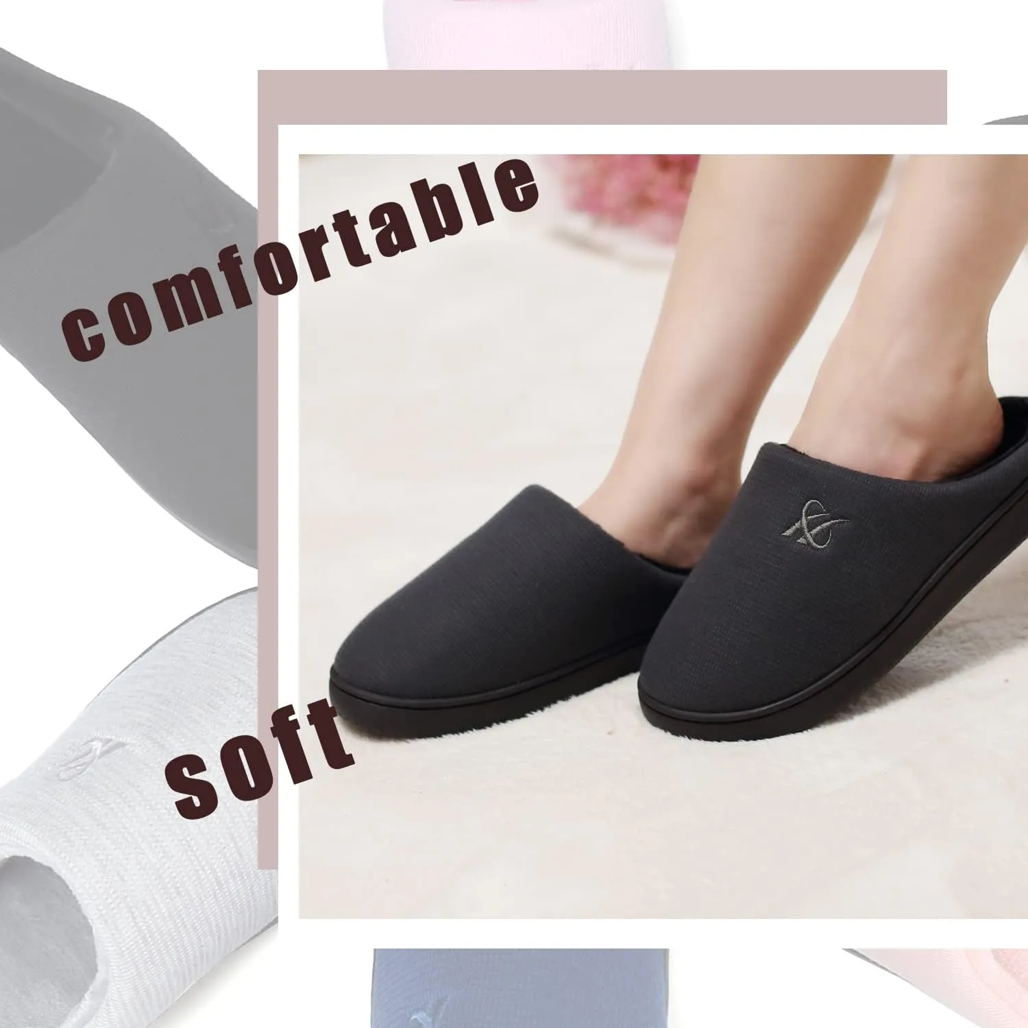 Memory Foam Slippers for Women's and Men's Casual House Shoes