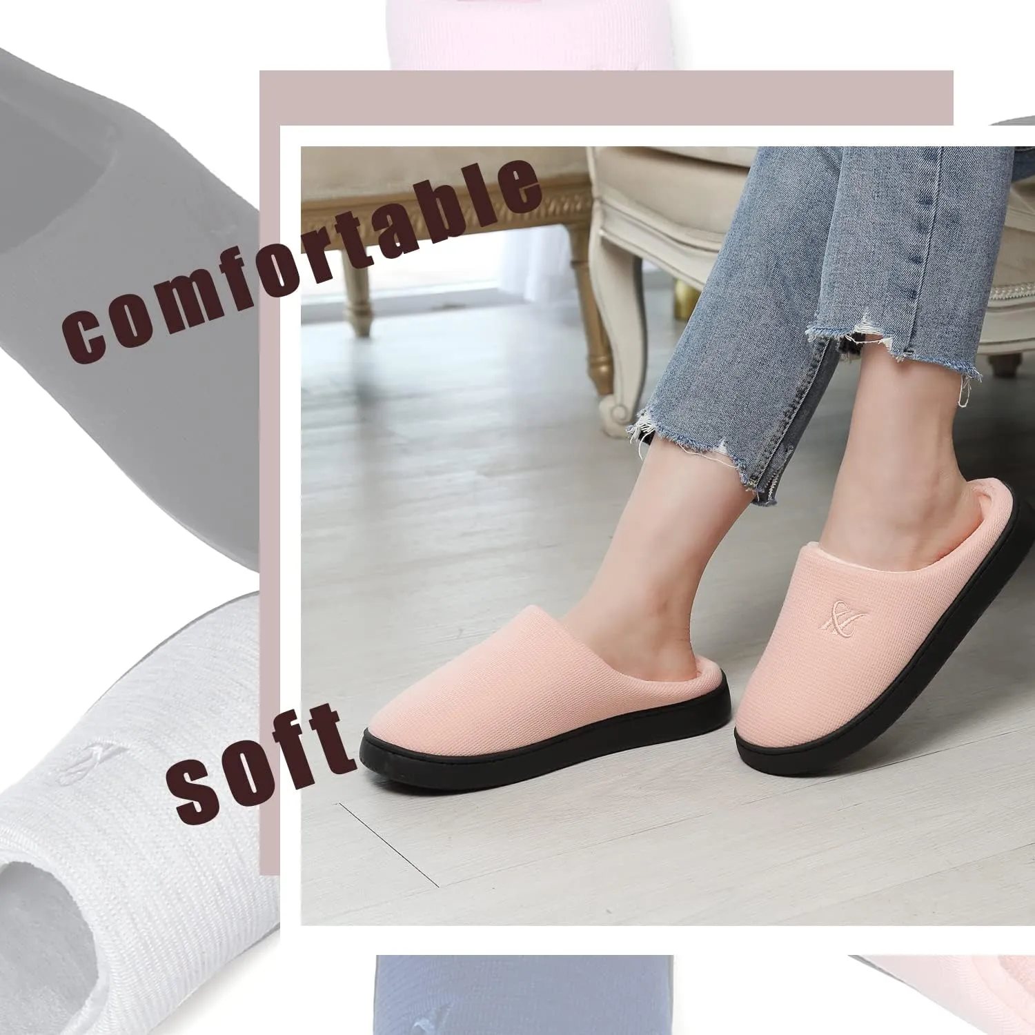 Memory Foam Slippers for Women's and Men's Casual House Shoes