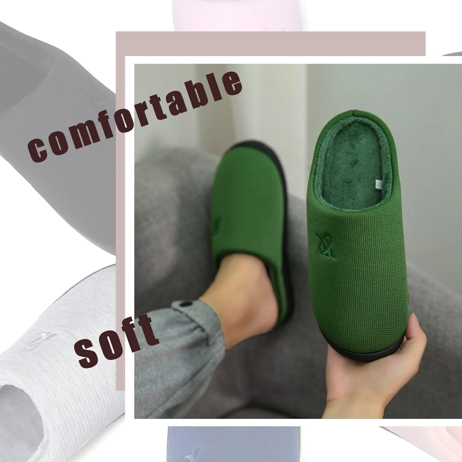 Memory Foam Slippers for Women's and Men's Casual House Shoes