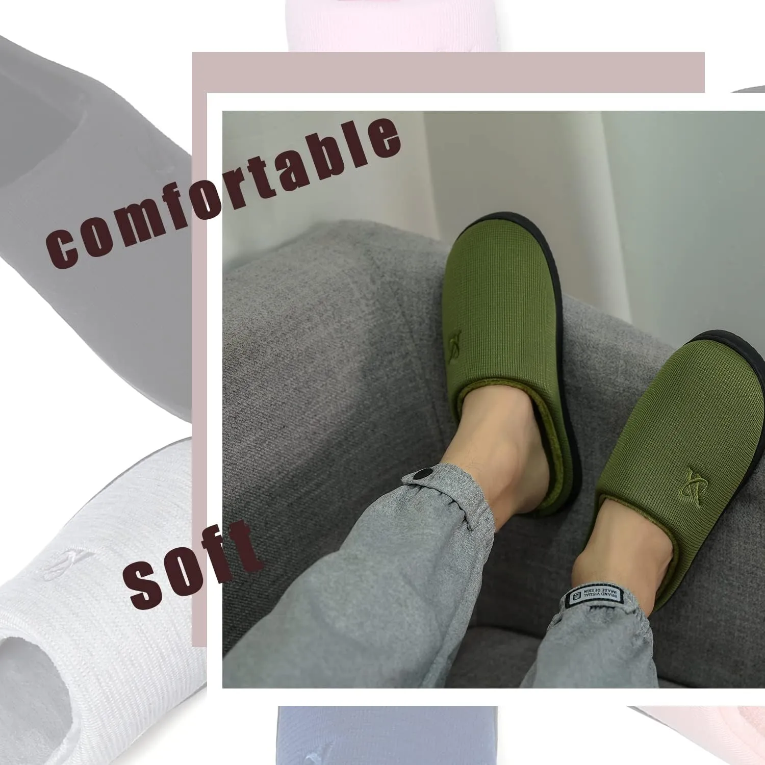 Memory Foam Slippers for Women's and Men's Casual House Shoes