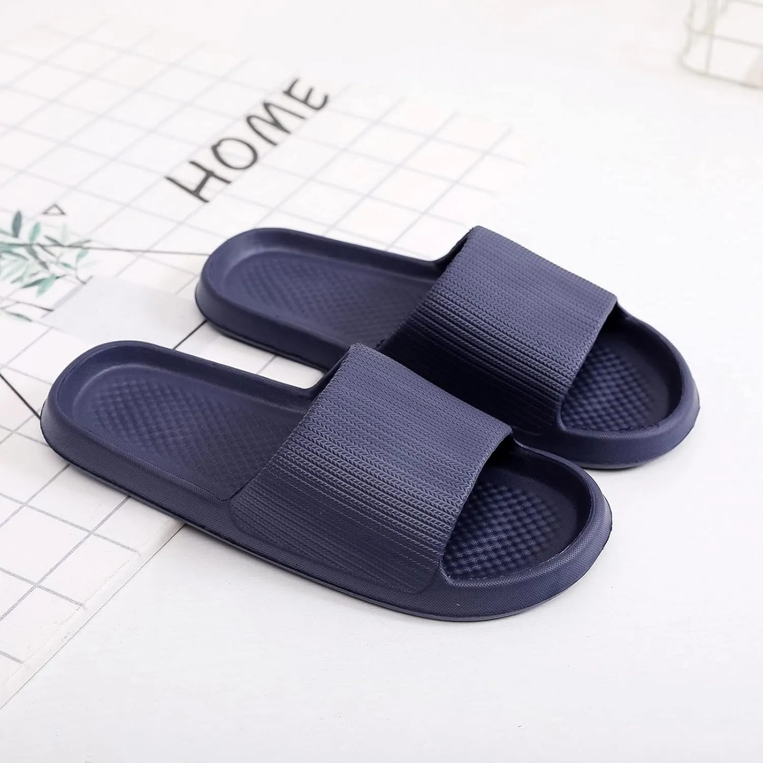 Men Shower Slippers Non-Slip Bathroom Slides Waterproof Pool Beach Flip-Flops Slip On Summer Men's Lightweight Slippers