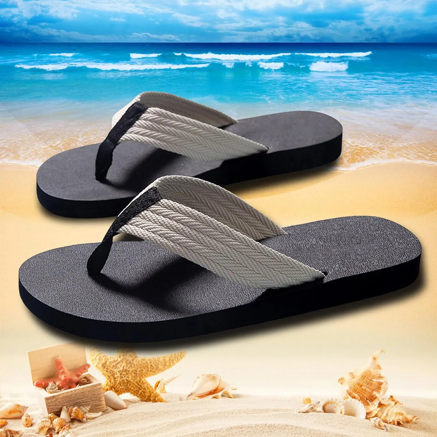 Men Summer Casual Outside Wear Beach Non Slip Breathable Flip Flops Clip Toes Big Size Flat Fuzzy Flip Flop Slippers Men