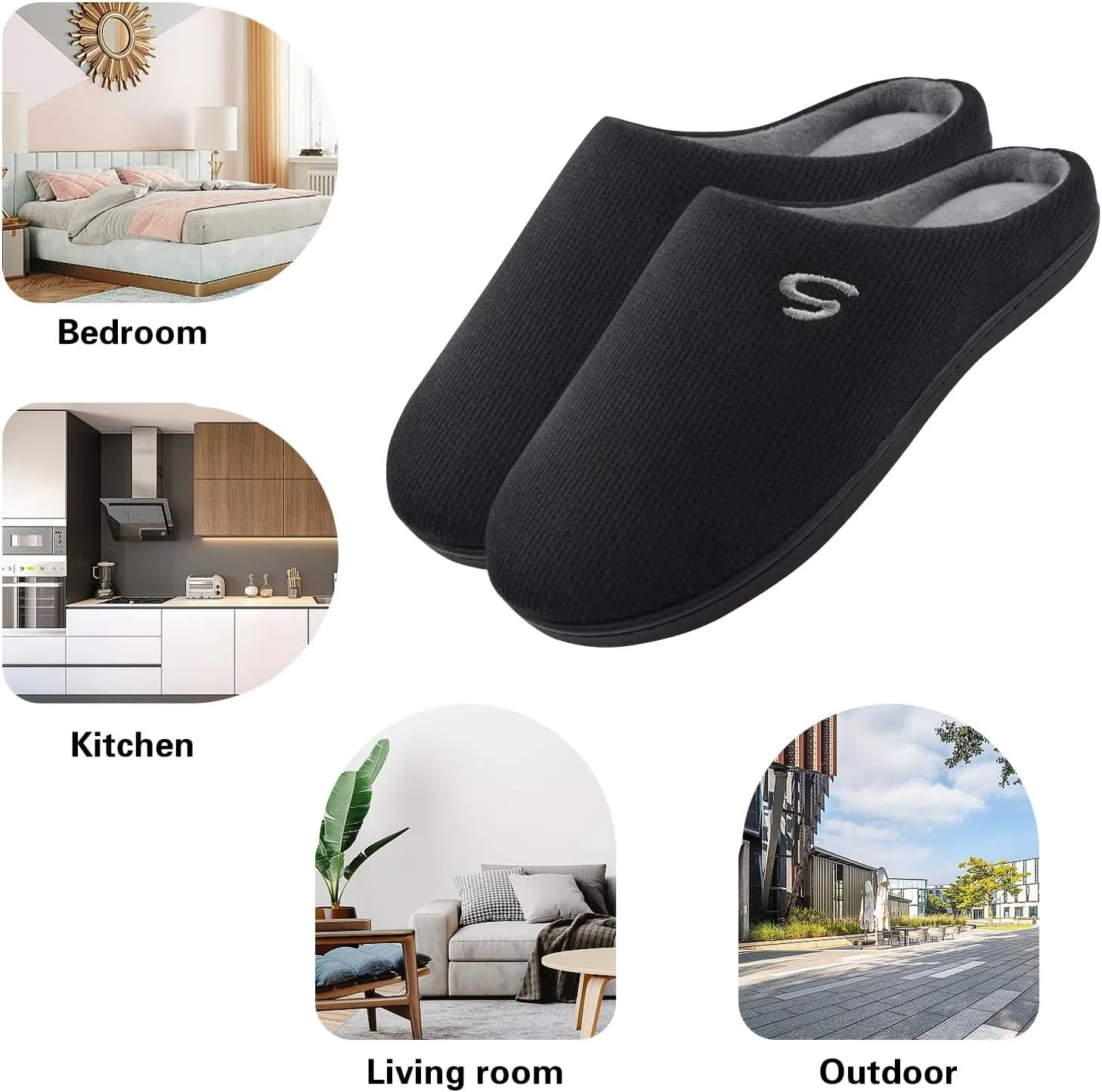 Men's Memory Foam Slippers, Comfy House Shoes, Cozy Men's Slippers with Warm Soft Coral Fleece Lining