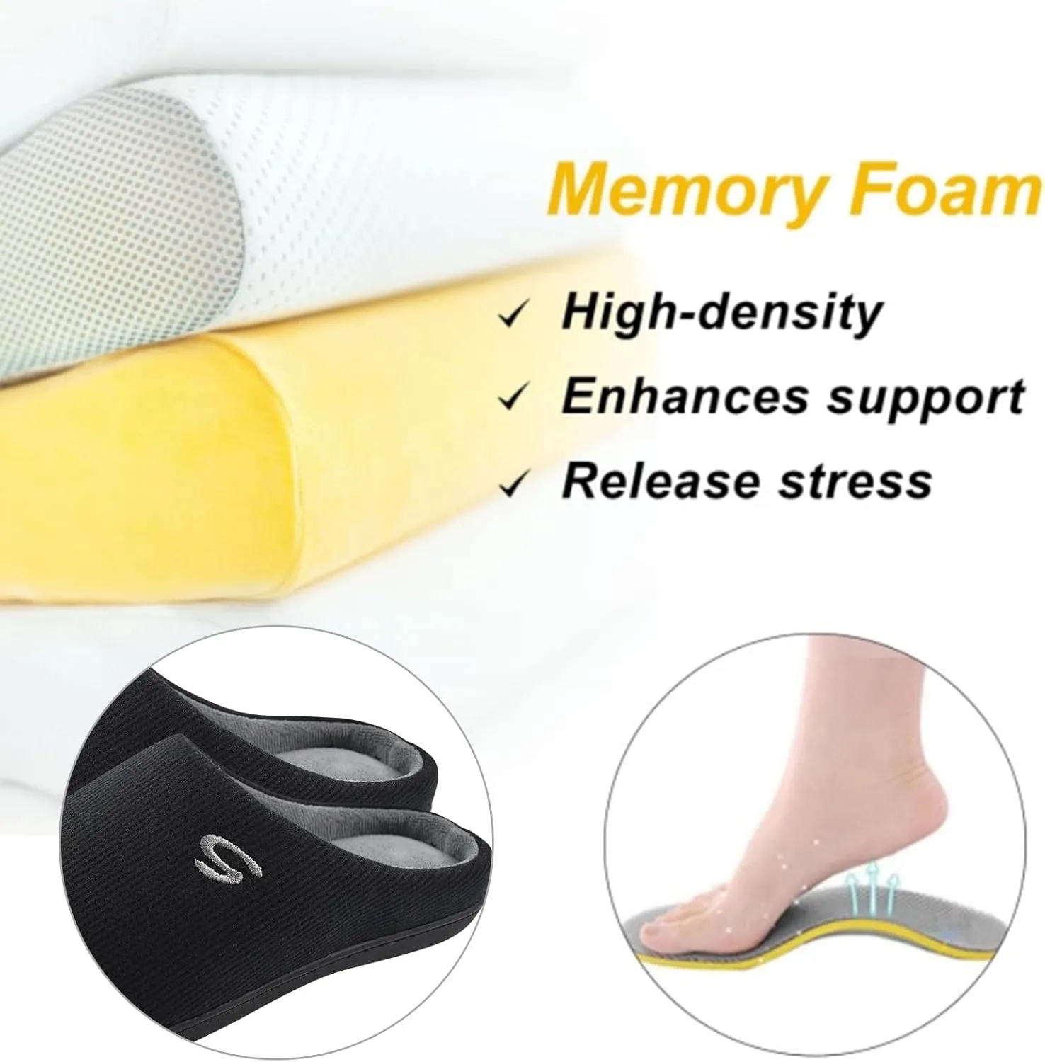 Men's Memory Foam Slippers, Comfy House Shoes, Cozy Men's Slippers with Warm Soft Coral Fleece Lining