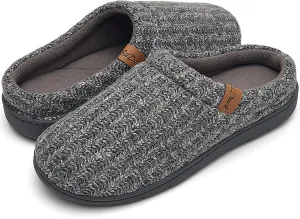 Men's Memory Foam Slippers with Arch Support, Breathable & Warm Knit House Slippers