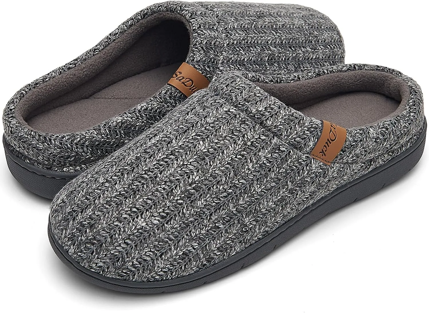Men's Memory Foam Slippers with Arch Support, Breathable & Warm Knit House Slippers