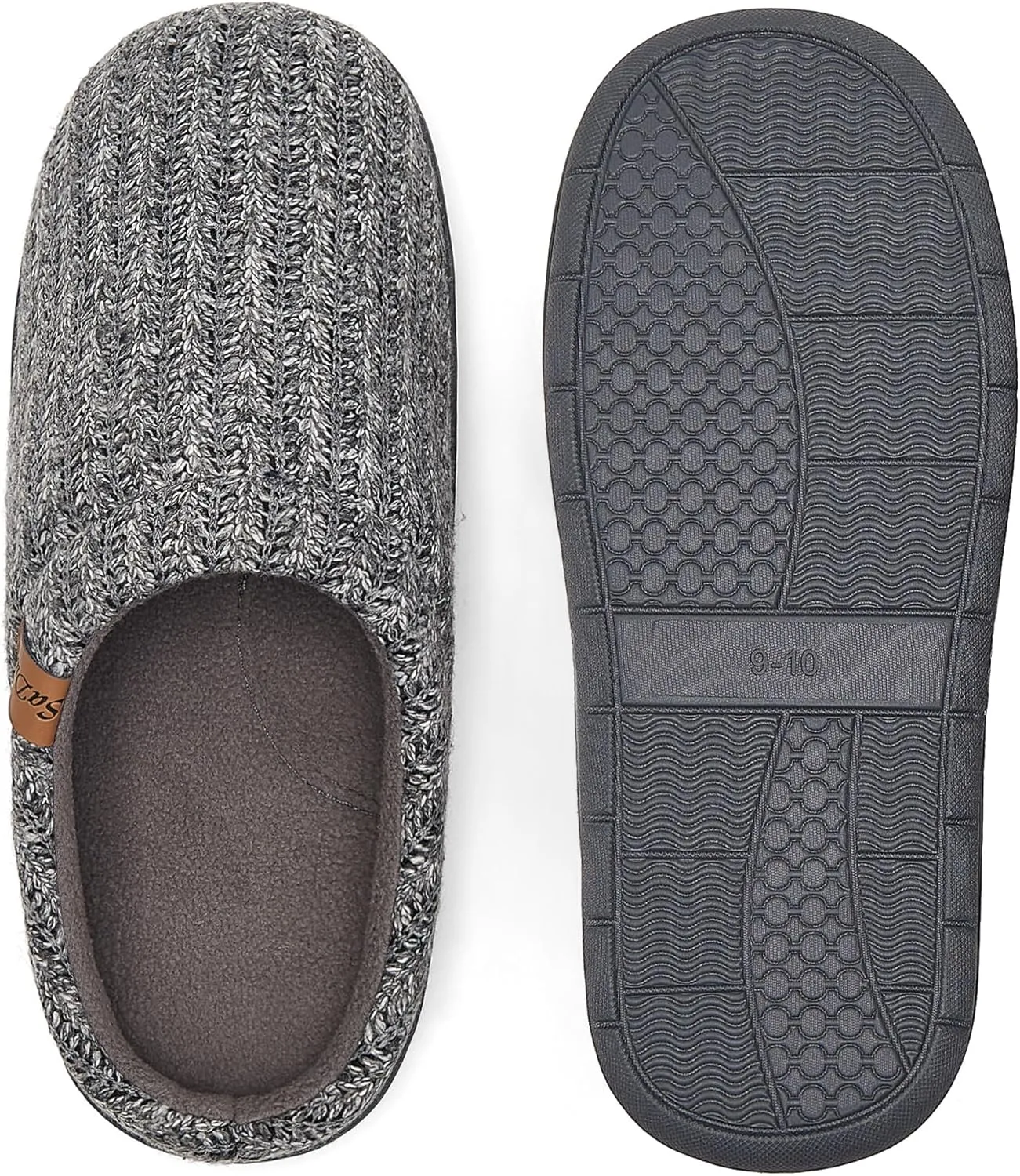 Men's Memory Foam Slippers with Arch Support, Breathable & Warm Knit House Slippers