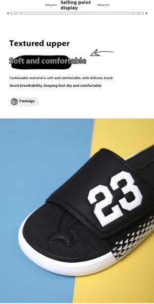 Men's Ultra Soft Slides, with 23" Design Casual Non Slip Slippers, Open Toe Shoes for Indoor Outdoor Beach Shower