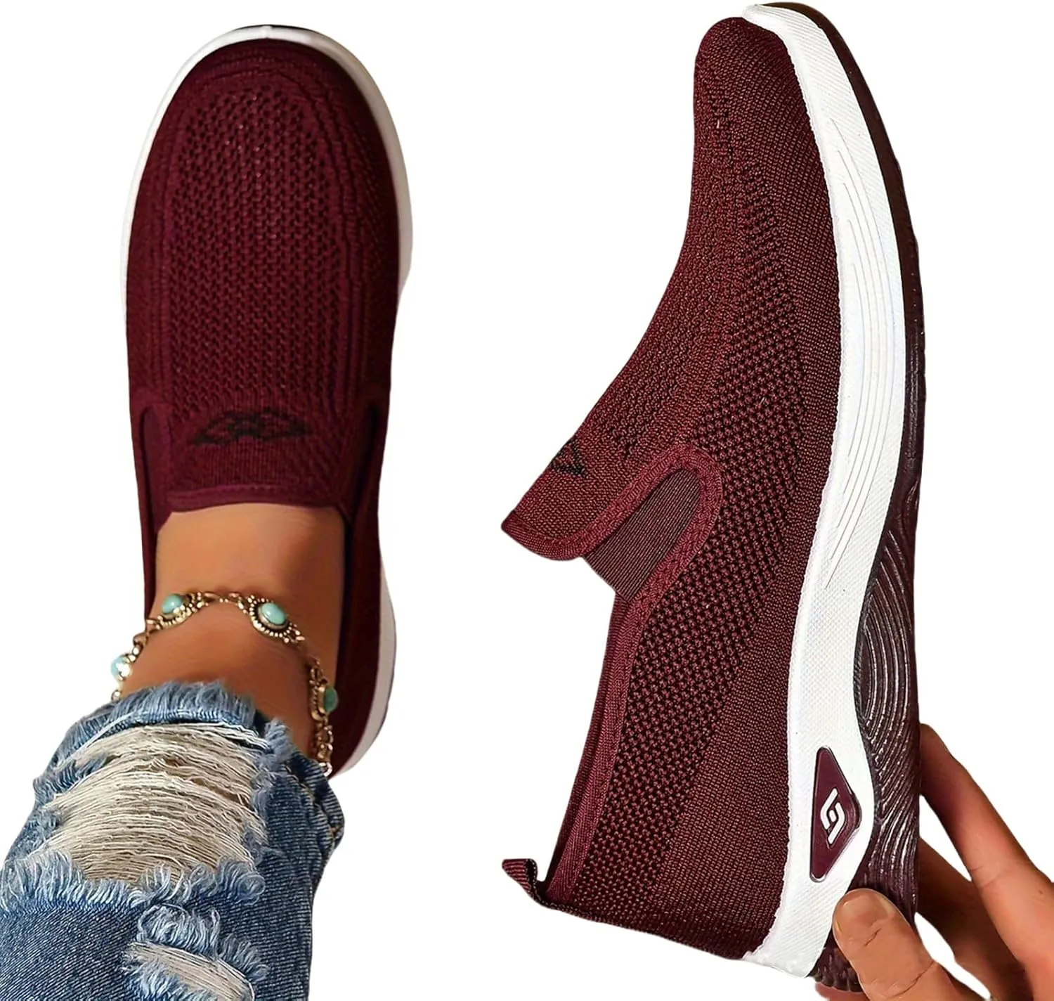 Mmoneyake Women's Men's Hands-Free Slip On Walking Shoes Wide Toe Box Arch Support Orthopedic Walking Sneakers Comfortable Tennis Sneakers Workout Athletic Gym Shoes Ightweight Running Shoe