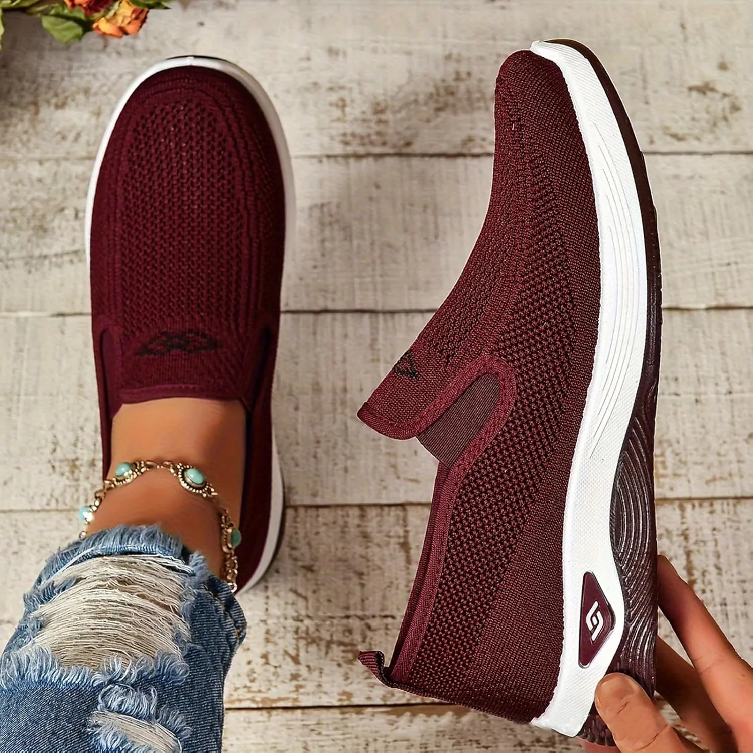 Mmoneyake Women's Men's Hands-Free Slip On Walking Shoes Wide Toe Box Arch Support Orthopedic Walking Sneakers Comfortable Tennis Sneakers Workout Athletic Gym Shoes Ightweight Running Shoe