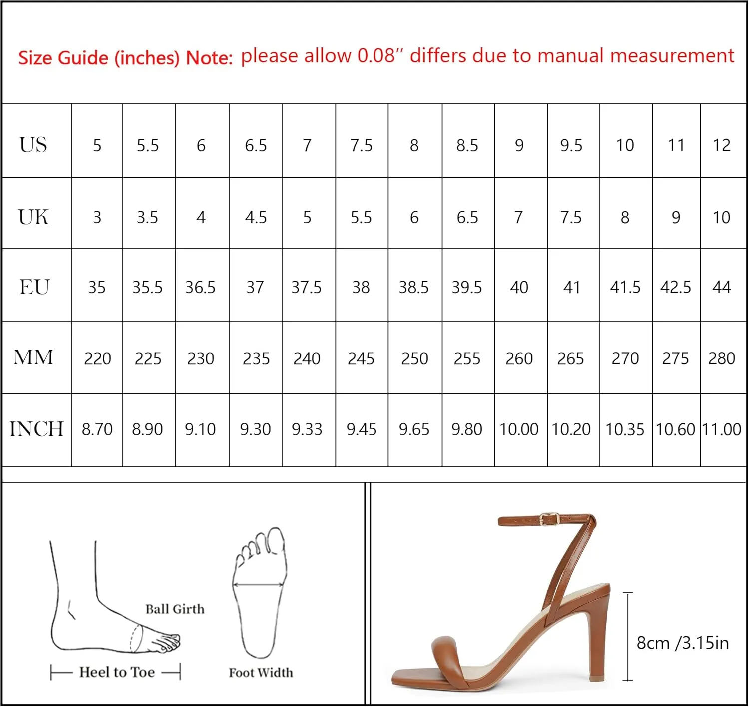 Modatope Womens Heels Square Open Toe Strappy High Heels Ankle Strap Heeled Sandals for Women Party Wedding Daily Wear