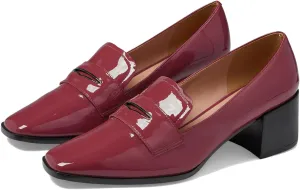 MOOMMO Women Chunky Block Heel Pumps Square Closed Toe Patent Leather Penny Loafers Slip On Mid Thick Heels Oxford Shoes Office Lady Business Professional Work Loafer Classic Elegant Comfort 4-11 M US