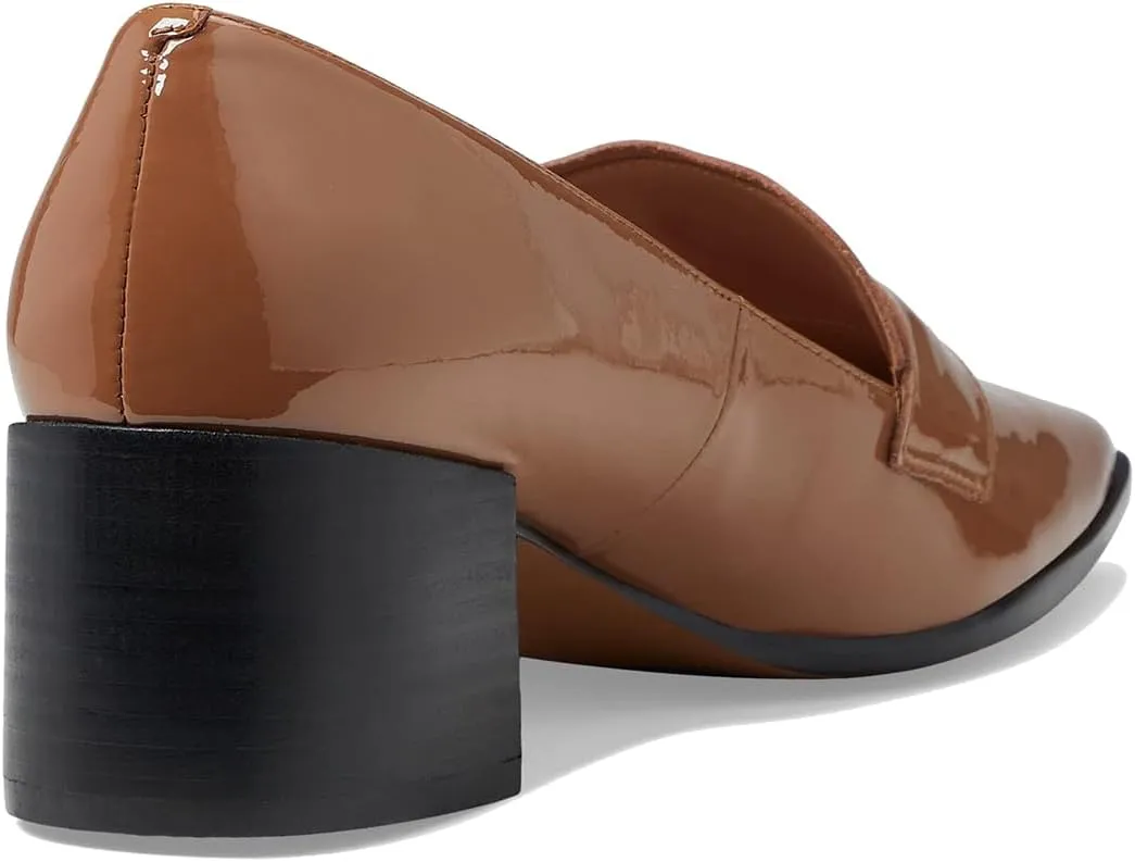 MOOMMO Women Chunky Block Heel Pumps Square Closed Toe Patent Leather Penny Loafers Slip On Mid Thick Heels Oxford Shoes Office Lady Business Professional Work Loafer Classic Elegant Comfort 4-11 M US