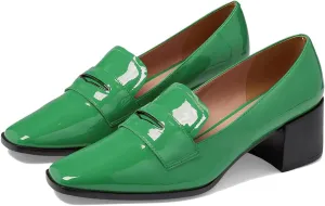 MOOMMO Women Chunky Block Heel Pumps Square Closed Toe Patent Leather Penny Loafers Slip On Mid Thick Heels Oxford Shoes Office Lady Business Professional Work Loafer Classic Elegant Comfort 4-11 M US
