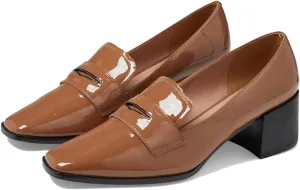 MOOMMO Women Chunky Block Heel Pumps Square Closed Toe Patent Leather Penny Loafers Slip On Mid Thick Heels Oxford Shoes Office Lady Business Professional Work Loafer Classic Elegant Comfort 4-11 M US