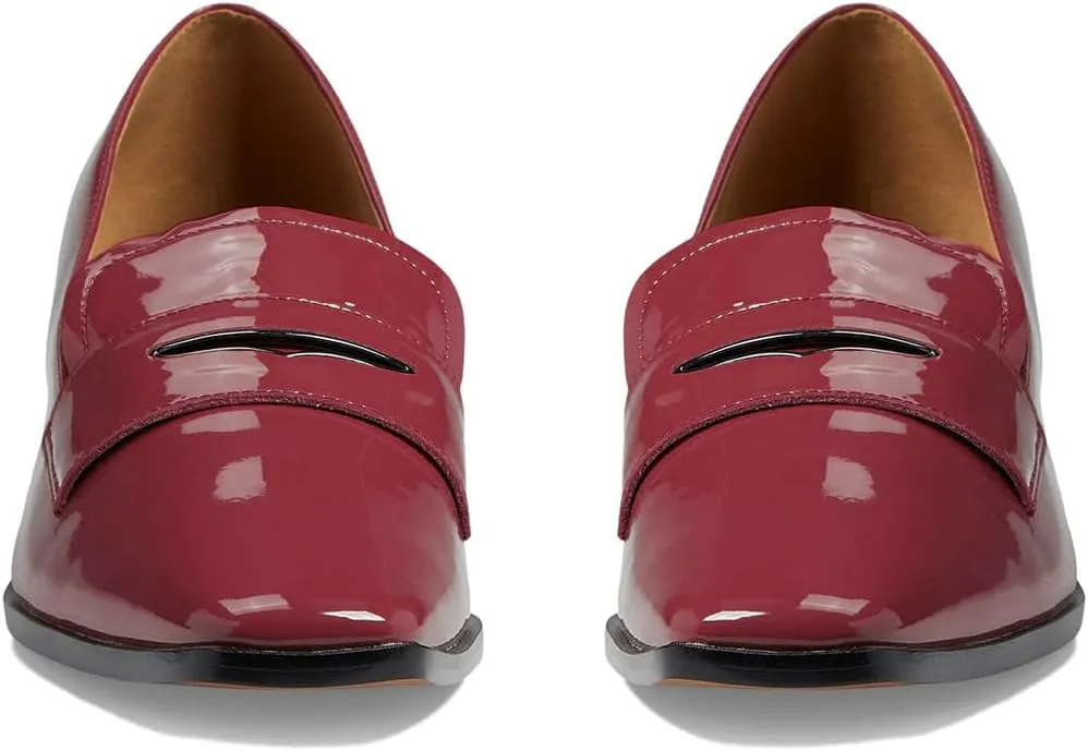 MOOMMO Women Chunky Block Heel Pumps Square Closed Toe Patent Leather Penny Loafers Slip On Mid Thick Heels Oxford Shoes Office Lady Business Professional Work Loafer Classic Elegant Comfort 4-11 M US