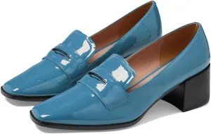 MOOMMO Women Chunky Block Heel Pumps Square Closed Toe Patent Leather Penny Loafers Slip On Mid Thick Heels Oxford Shoes Office Lady Business Professional Work Loafer Classic Elegant Comfort 4-11 M US