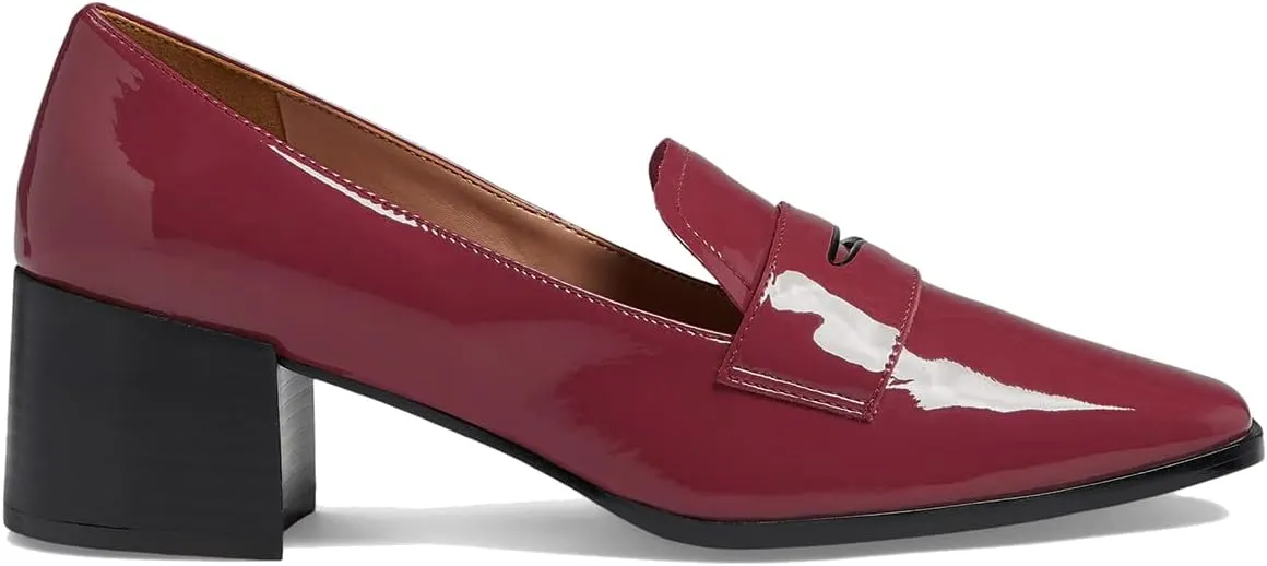 MOOMMO Women Chunky Block Heel Pumps Square Closed Toe Patent Leather Penny Loafers Slip On Mid Thick Heels Oxford Shoes Office Lady Business Professional Work Loafer Classic Elegant Comfort 4-11 M US