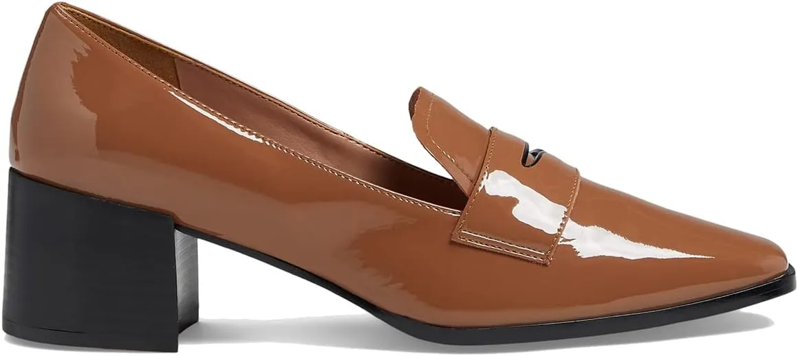 MOOMMO Women Chunky Block Heel Pumps Square Closed Toe Patent Leather Penny Loafers Slip On Mid Thick Heels Oxford Shoes Office Lady Business Professional Work Loafer Classic Elegant Comfort 4-11 M US