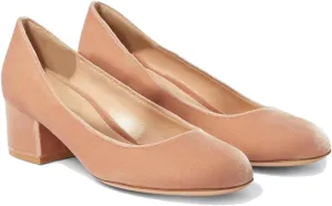 MOOMMO Women Vintage Chunky Block Heel Velvet Pumps Round Closed Toe Slip On 2" Low Thick Heels Dress Shoes Fashion Office Work Pump Basic Shoe Classic Spring Elegant Wedding Party 4-11 M US