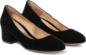 MOOMMO Women Vintage Chunky Block Heel Velvet Pumps Round Closed Toe Slip On 2" Low Thick Heels Dress Shoes Fashion Office Work Pump Basic Shoe Classic Spring Elegant Wedding Party 4-11 M US