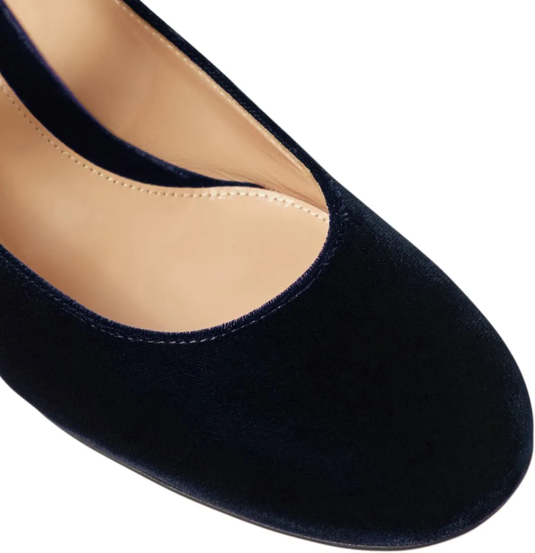 MOOMMO Women Vintage Chunky Block Heel Velvet Pumps Round Closed Toe Slip On 2" Low Thick Heels Dress Shoes Fashion Office Work Pump Basic Shoe Classic Spring Elegant Wedding Party 4-11 M US