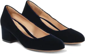 MOOMMO Women Vintage Chunky Block Heel Velvet Pumps Round Closed Toe Slip On 2" Low Thick Heels Dress Shoes Fashion Office Work Pump Basic Shoe Classic Spring Elegant Wedding Party 4-11 M US
