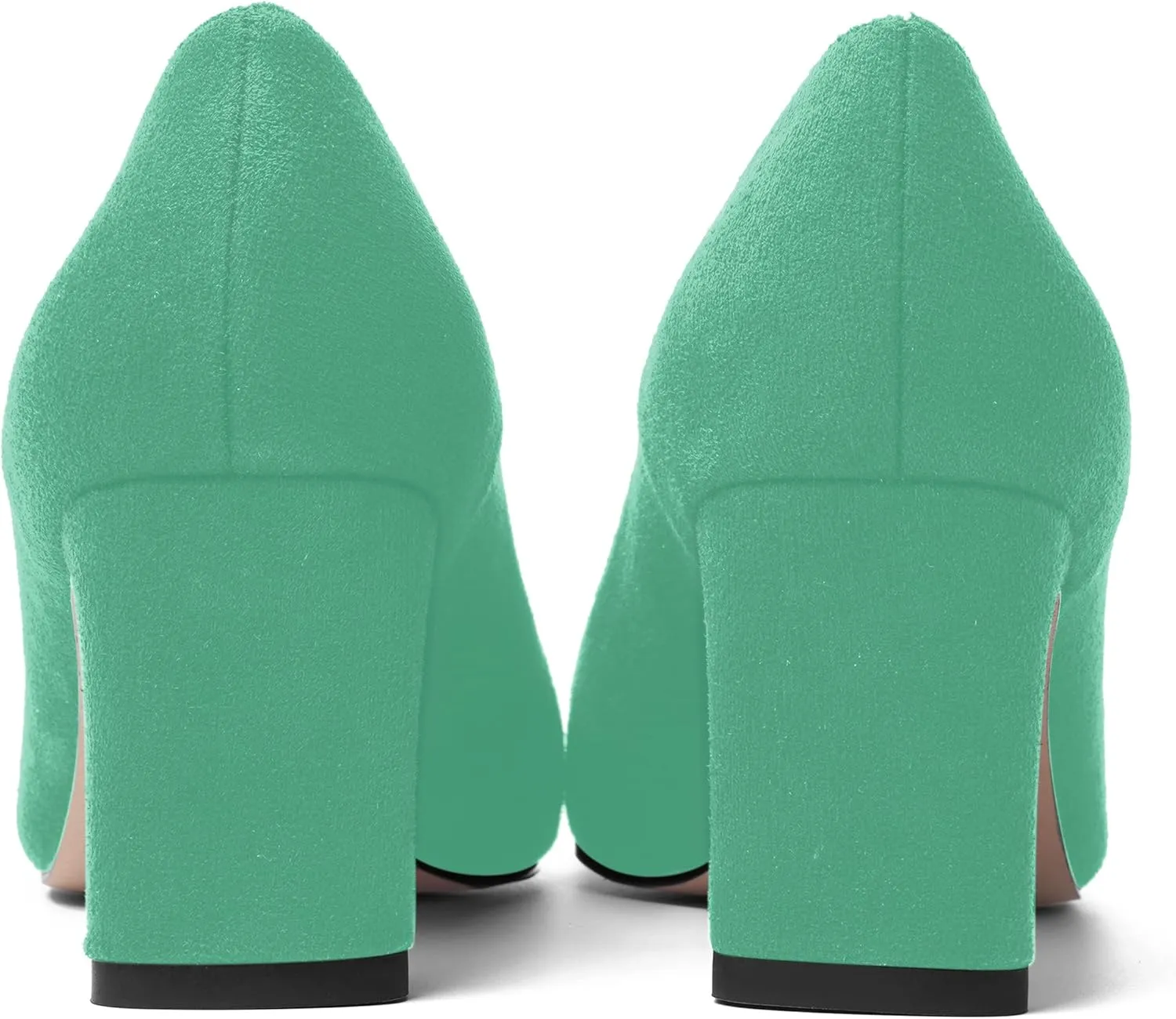 MOVINSTEPS Womens Slip On Party Suede Pointed Toe Sexy Block Mid Heel Pumps Shoes 2.5 Inch