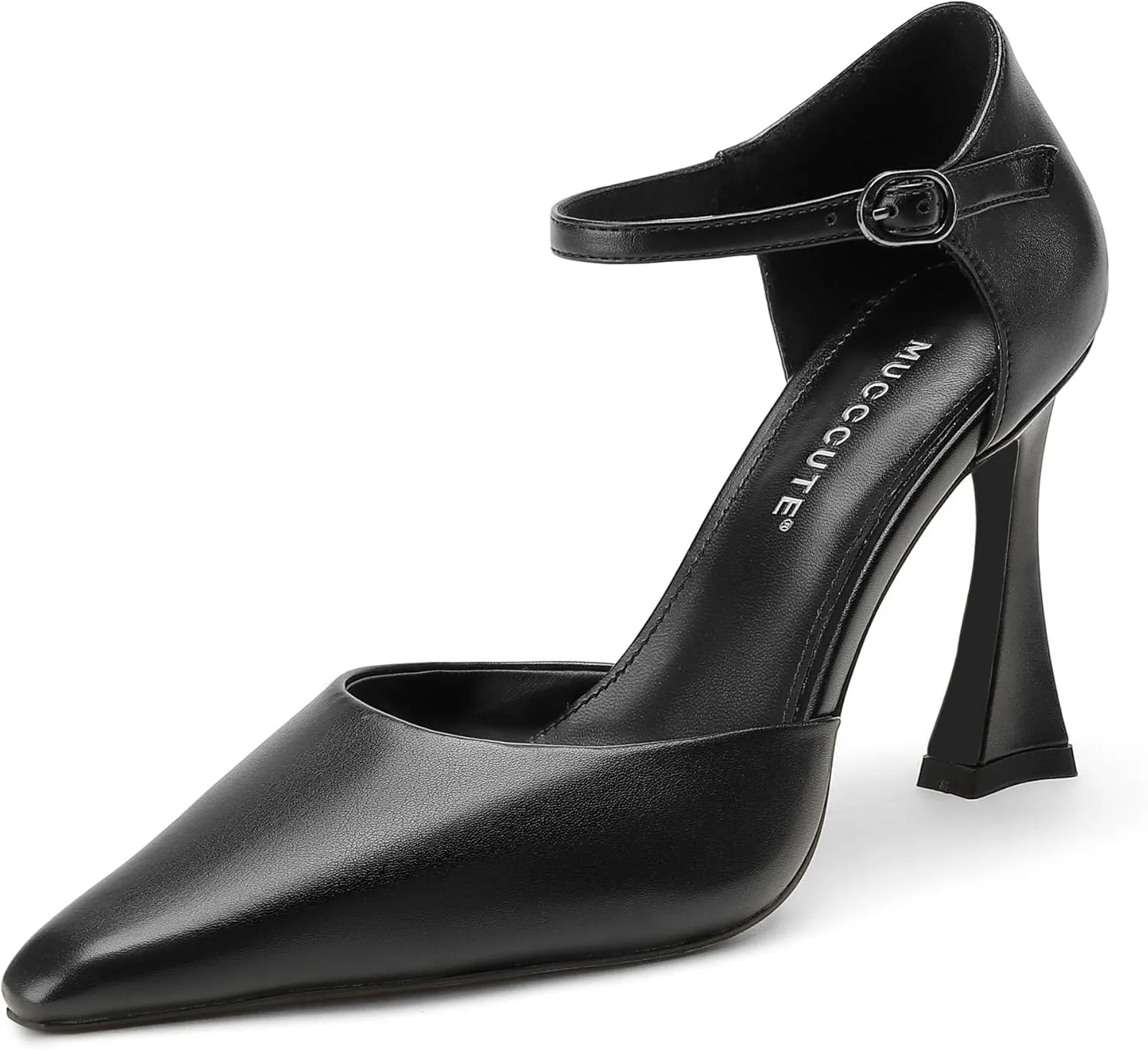 MUCCCUTE Closed Toe Heels for Women Pumps Stiletto High Pointed Toe Heels Sexy Ankle Strap Wedding Dress Shoes