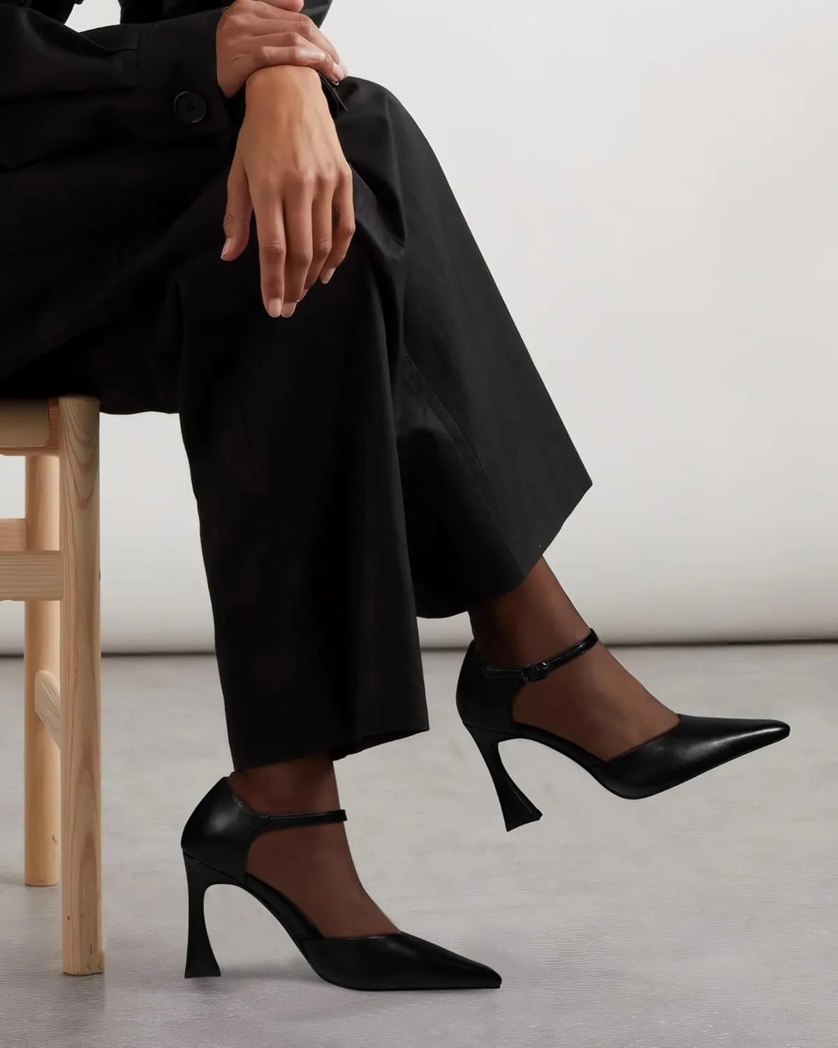 MUCCCUTE Closed Toe Heels for Women Pumps Stiletto High Pointed Toe Heels Sexy Ankle Strap Wedding Dress Shoes