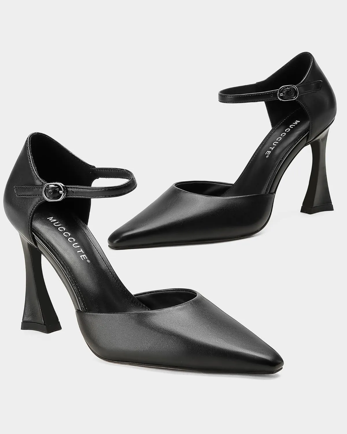 MUCCCUTE Closed Toe Heels for Women Pumps Stiletto High Pointed Toe Heels Sexy Ankle Strap Wedding Dress Shoes