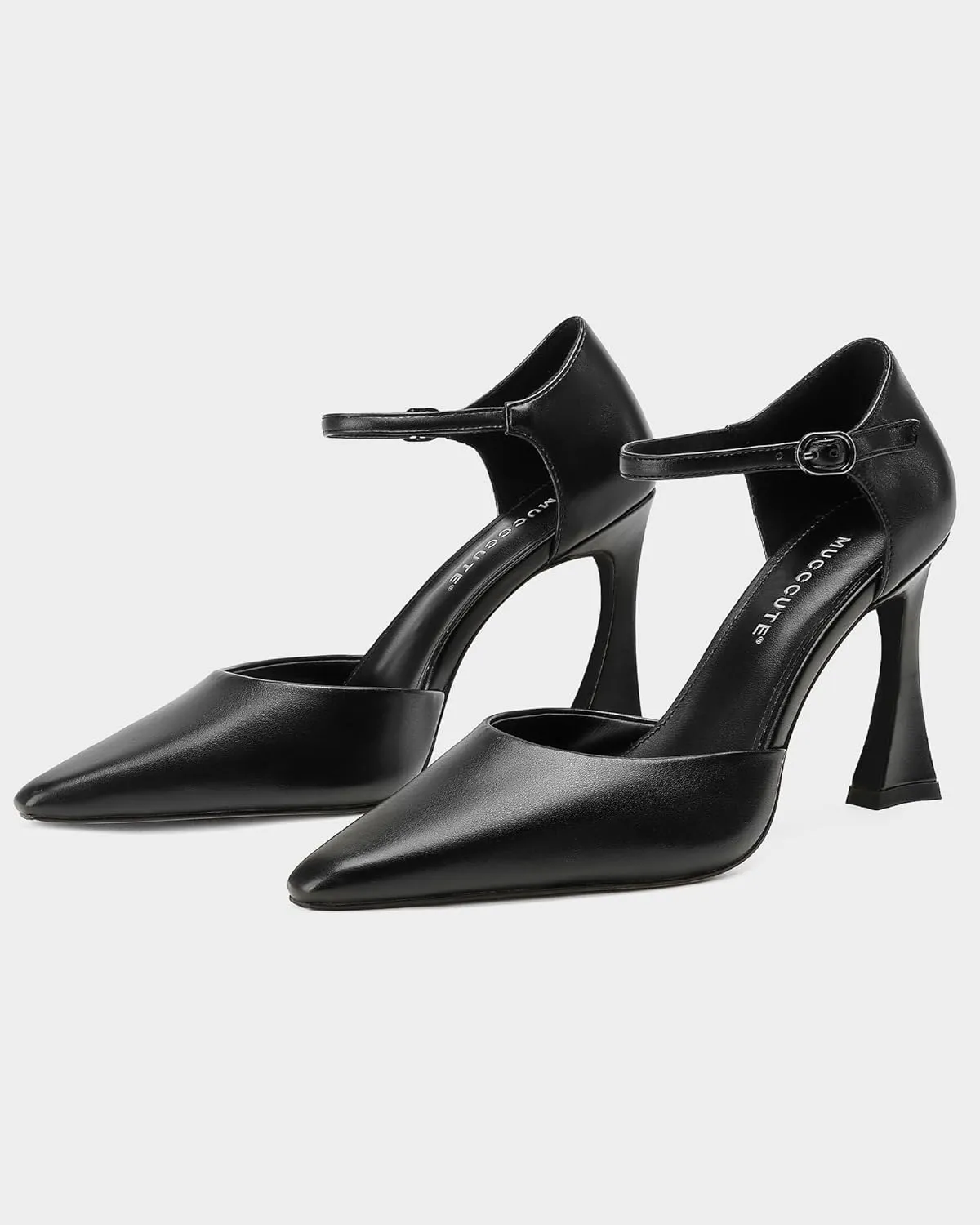 MUCCCUTE Closed Toe Heels for Women Pumps Stiletto High Pointed Toe Heels Sexy Ankle Strap Wedding Dress Shoes