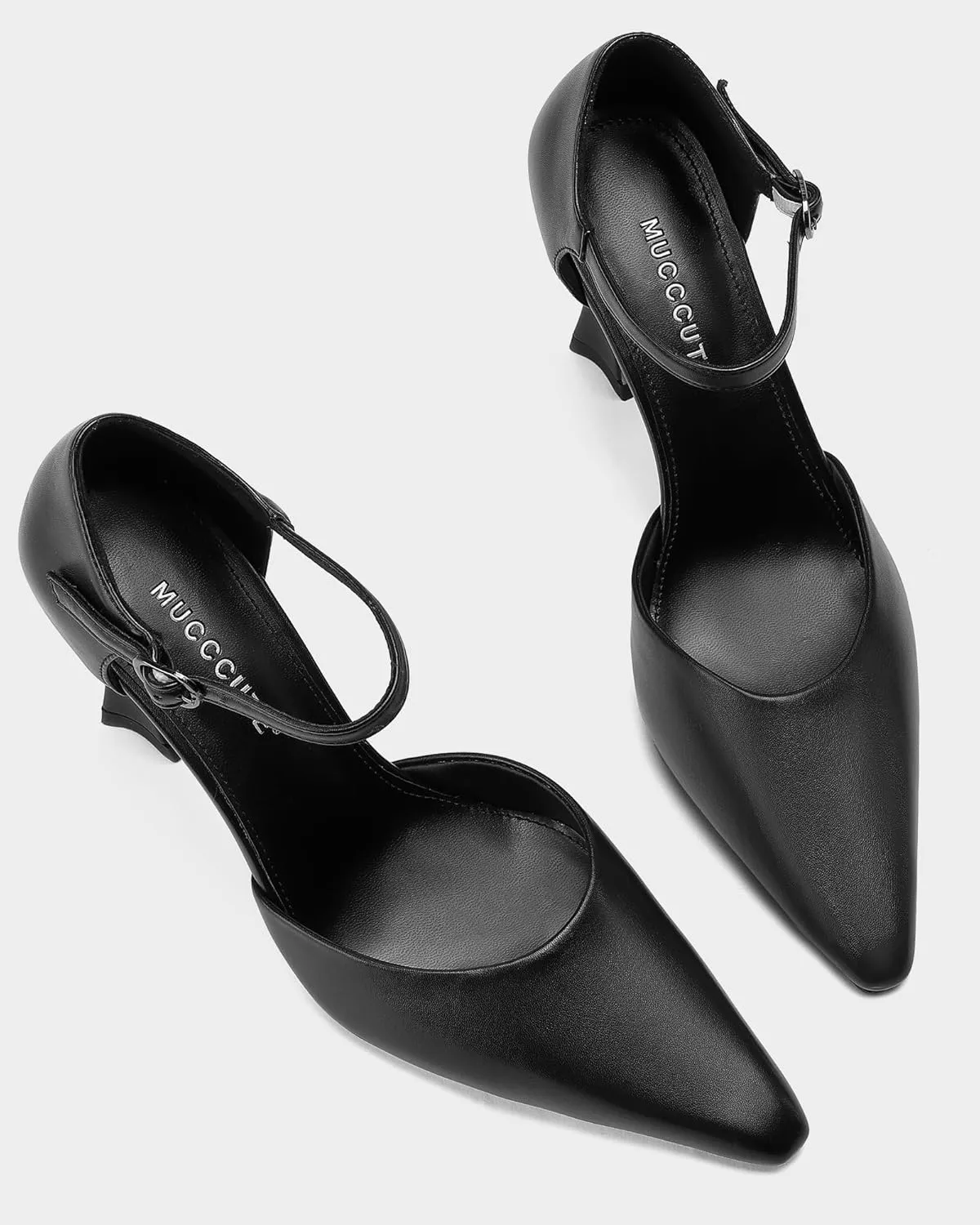 MUCCCUTE Closed Toe Heels for Women Pumps Stiletto High Pointed Toe Heels Sexy Ankle Strap Wedding Dress Shoes