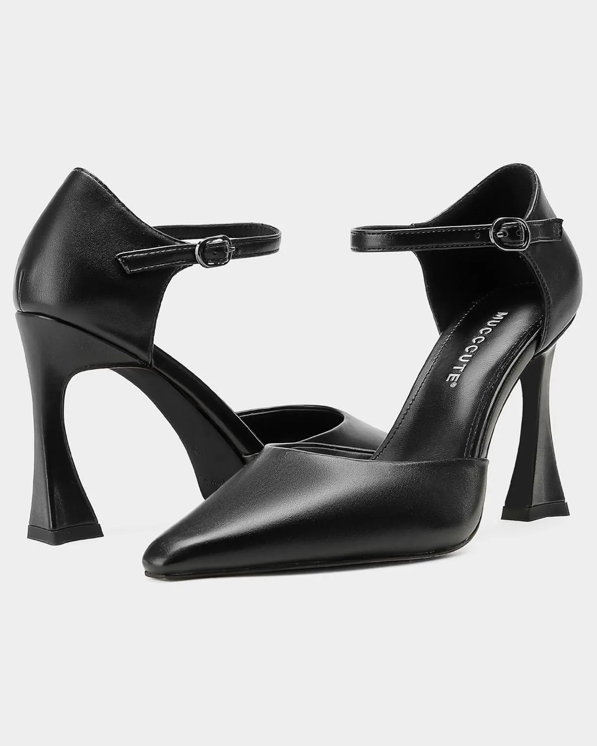 MUCCCUTE Closed Toe Heels for Women Pumps Stiletto High Pointed Toe Heels Sexy Ankle Strap Wedding Dress Shoes