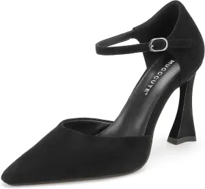 MUCCCUTE Closed Toe Heels for Women Pumps Stiletto High Pointed Toe Heels Sexy Ankle Strap Wedding Dress Shoes