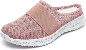 Mules for Women Summer Slip On Backless Breathable Shoes Air Cushion Platform Mesh Sandals Lightweight Beach Walking Shoes Arch Support Beach Slipper Wide Width Clogs