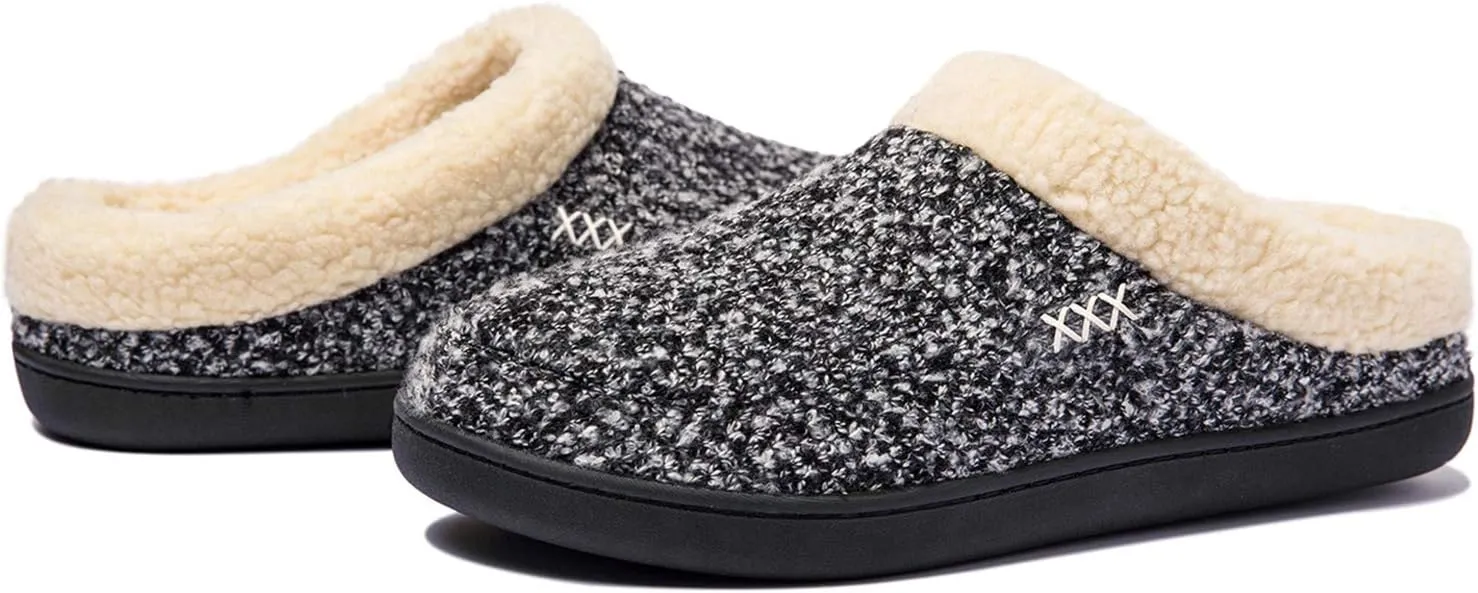 NewDenBer Women's Cozy Memory Foam Slippers Soft Fleece Lined Slip on Indoor Outdoor House Shoes