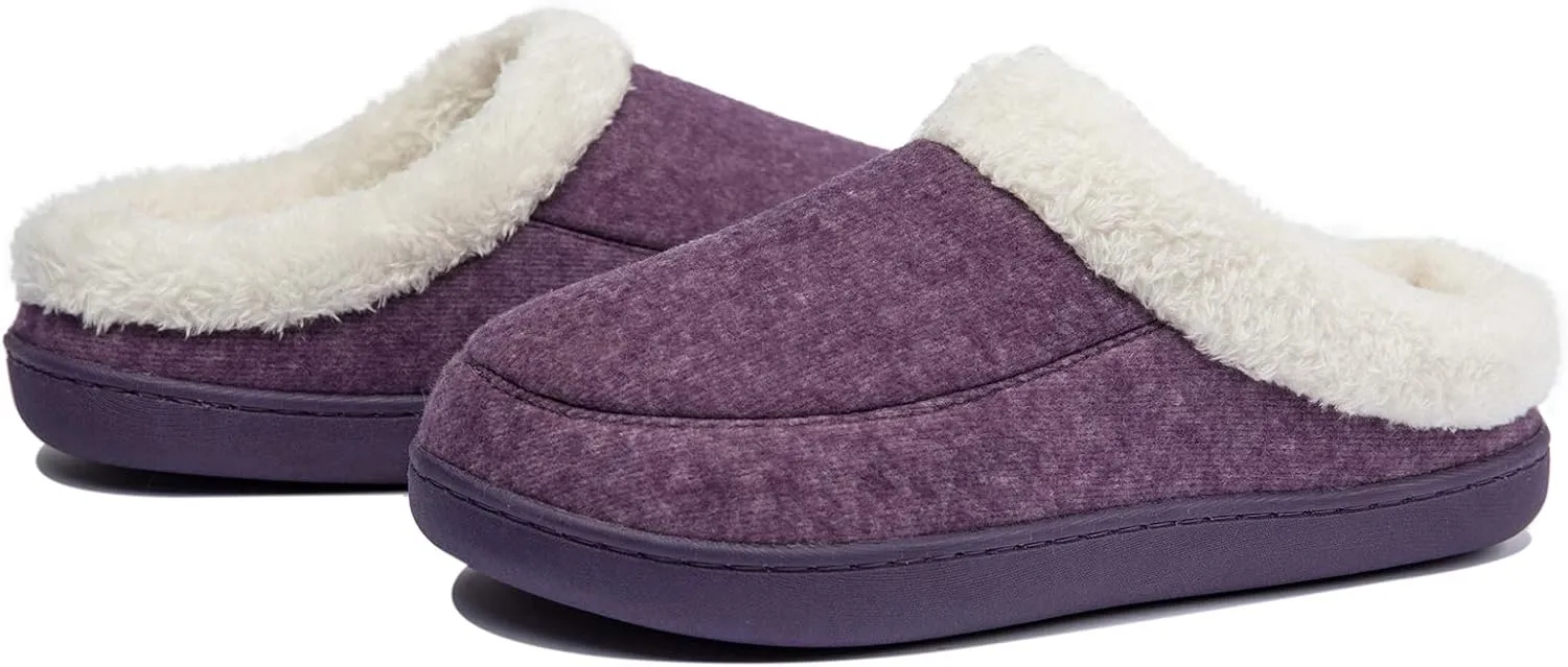 NewDenBer Women's Cozy Memory Foam Slippers Soft Fleece Lined Slip on Indoor Outdoor House Shoes