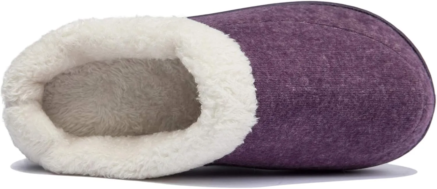 NewDenBer Women's Cozy Memory Foam Slippers Soft Fleece Lined Slip on Indoor Outdoor House Shoes