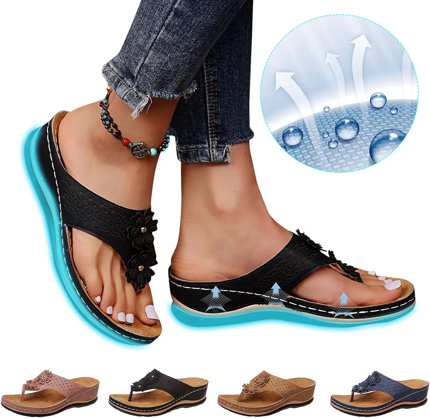 Orthopedic Sandals for Women Arch Support Sandals Summer Casual Orthotic Sandal Flip Flops Comfortable Slippers2