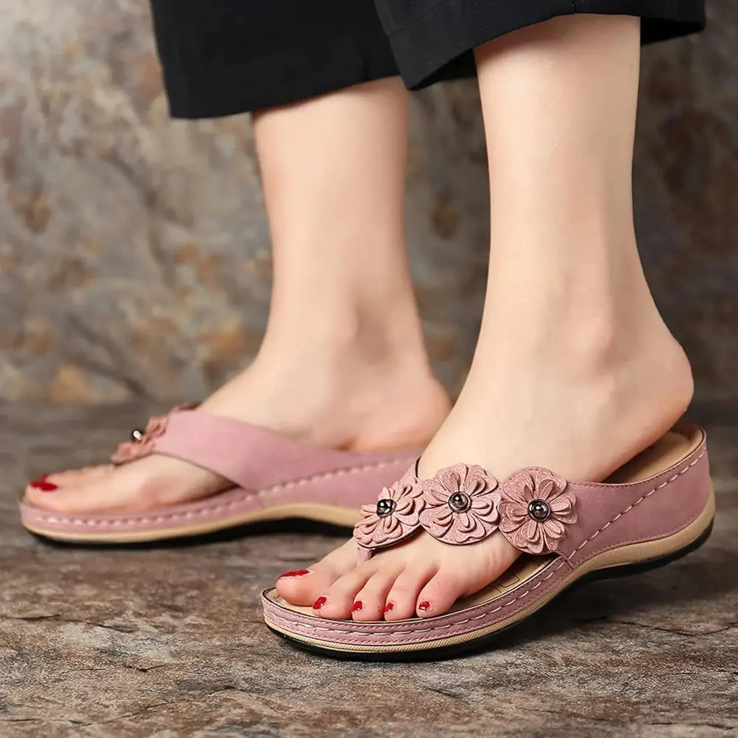 Orthopedic Sandals for Women Orthotic Thong Sandal Wide Width Sandals with Arch Support Comfortable Walking Flip Flops2