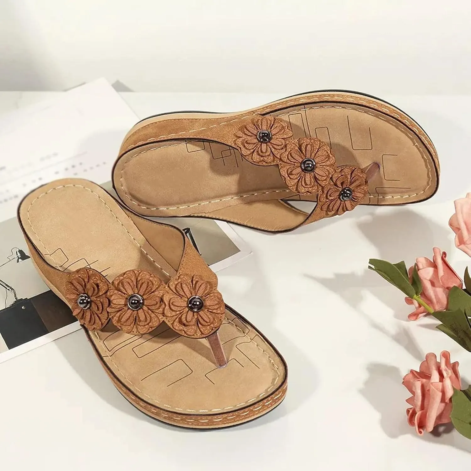 Orthopedic Sandals for Women Orthotic Thong Sandal Wide Width Sandals with Arch Support Comfortable Walking Flip Flops2
