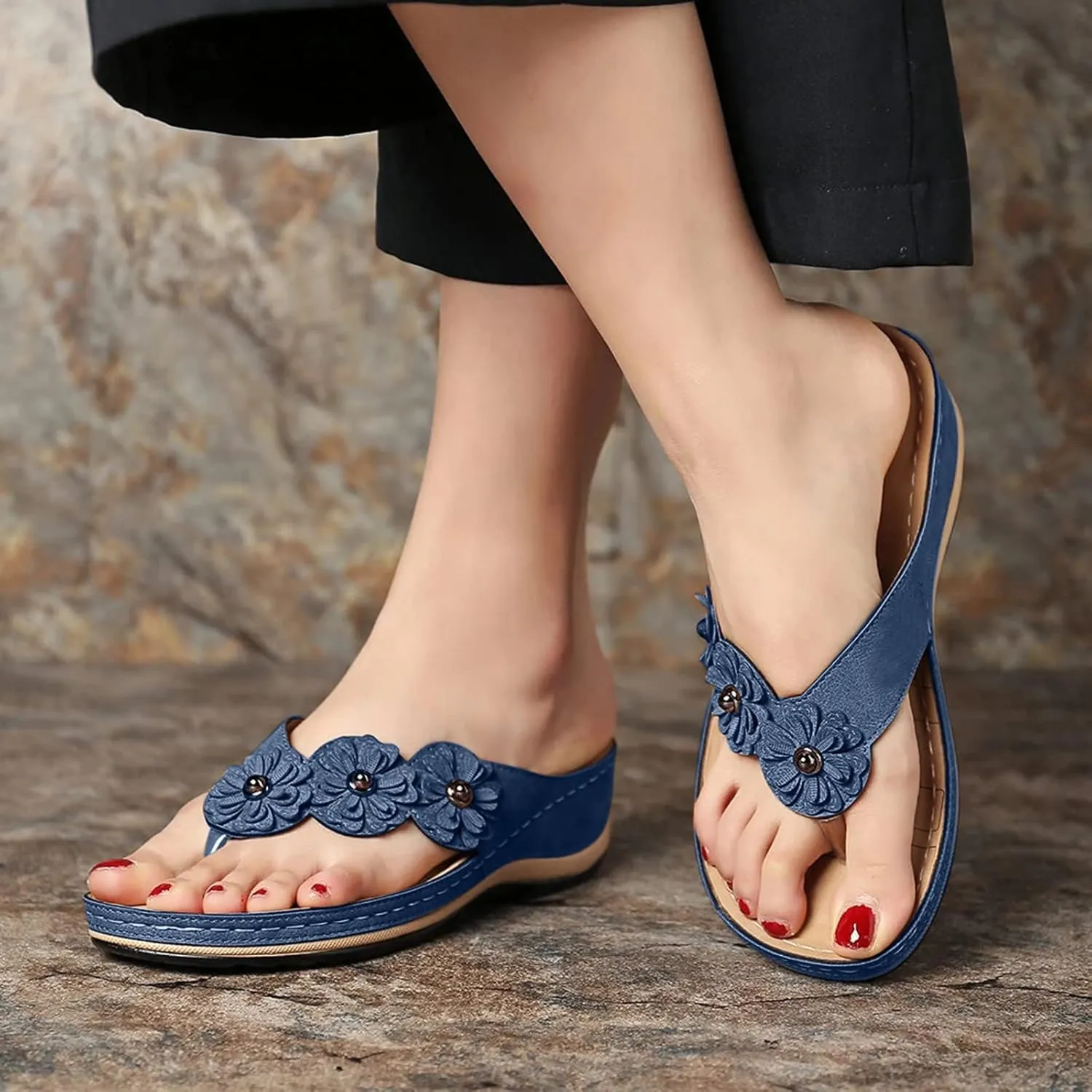 Orthopedic Sandals for Women Orthotic Thong Sandal Wide Width Sandals with Arch Support Comfortable Walking Flip Flops2