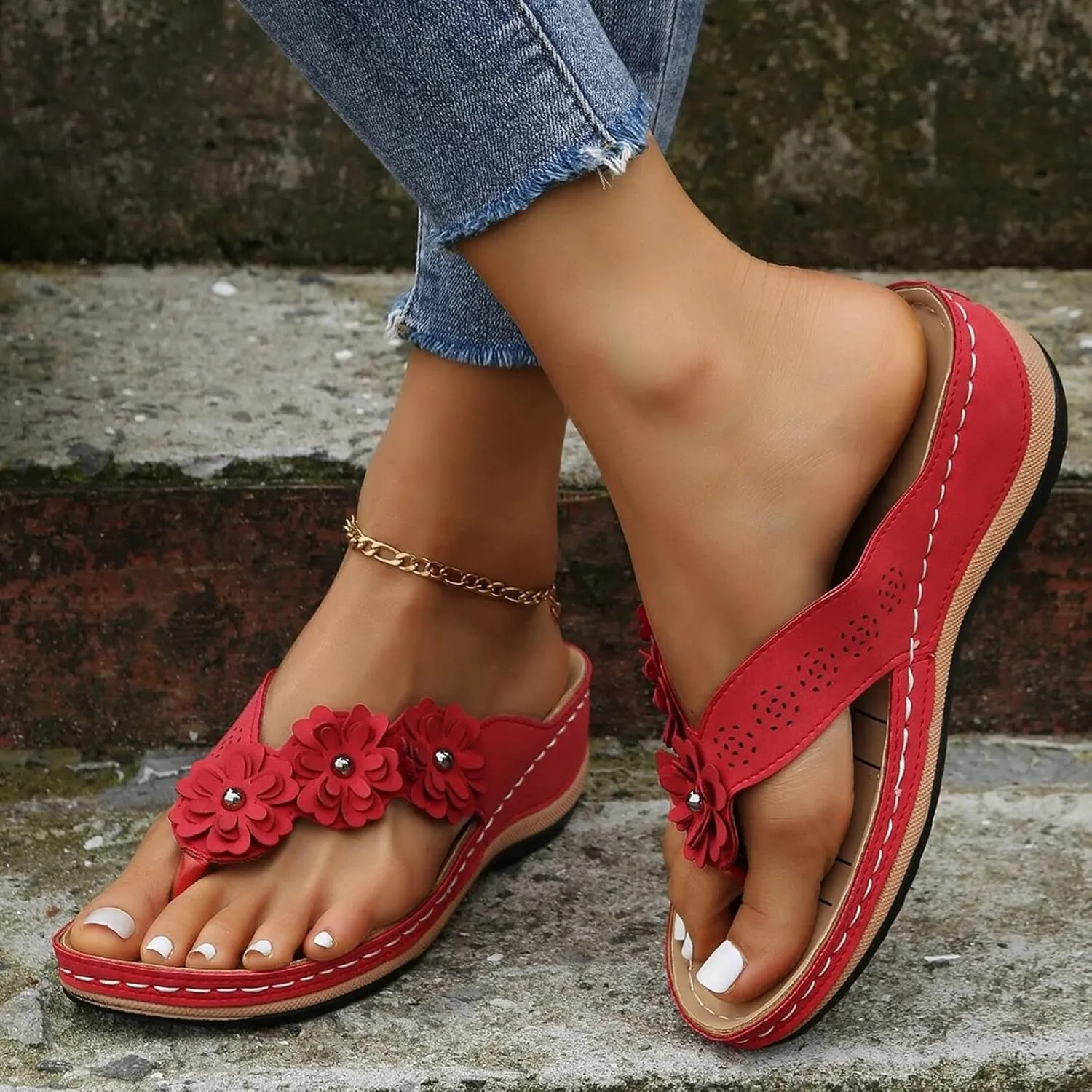 Orthopedic Sandals for Women Orthotic Thong Sandal Wide Width Sandals with Arch Support Comfortable Walking Flip Flops2